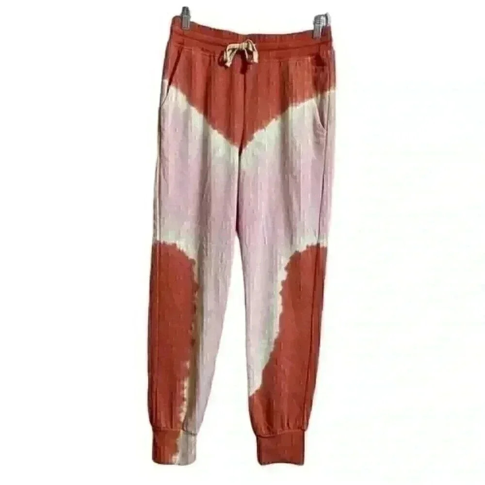 Sundry Women’s Size 1 S Pink Red Tie Dye Jogger Sweatpants Drawstring NWT